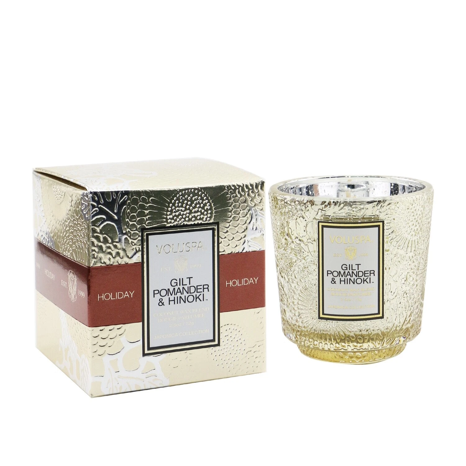 Voluspa Petite Pedestal Candle - Gilt Pomander & Hinoki 72g/2.5oz 4 Voluspa Petite Pedestal Candle - Gilt Pomander & Hinoki 72g/2.5oz - Image 2