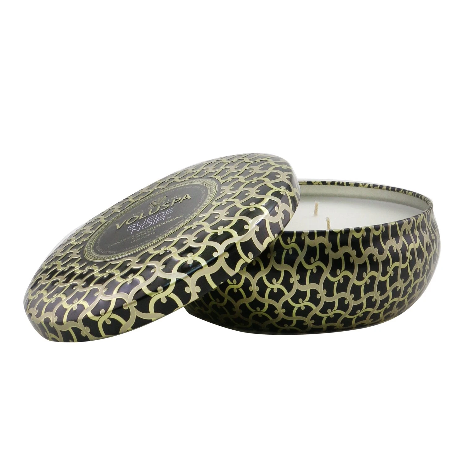 Voluspa 3 Wick Decorative Tin Candle - Suede Noir 340g/12oz 3 Voluspa 3 Wick Decorative Tin Candle - Suede Noir 340g/12oz