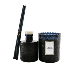 Voluspa Scalloped Edge Candle & Reed Diffuser Coffret - Moso Bamboo 2pcs -Voluspa 26621975115 2
