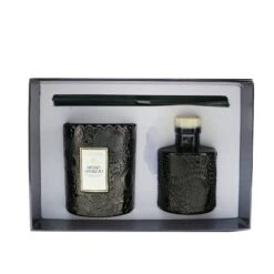 Voluspa Scalloped Edge Candle & Reed Diffuser Coffret - Moso Bamboo 2pcs