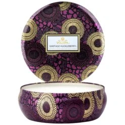 Voluspa Santiago Huckleberry - 3 Wick Tin Candle 8 Voluspa Santiago Huckleberry - 3 Wick Tin Candle -Voluspa 3 wick candle in decorative tin santiago huckleberry 3 9a7d