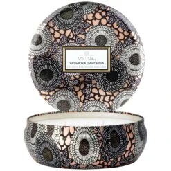 Voluspa Yashioka Gardenia - 3 Wick Tin Candle -Voluspa 3 wick candle in decorative tin yashioka gardenia 3 1e42