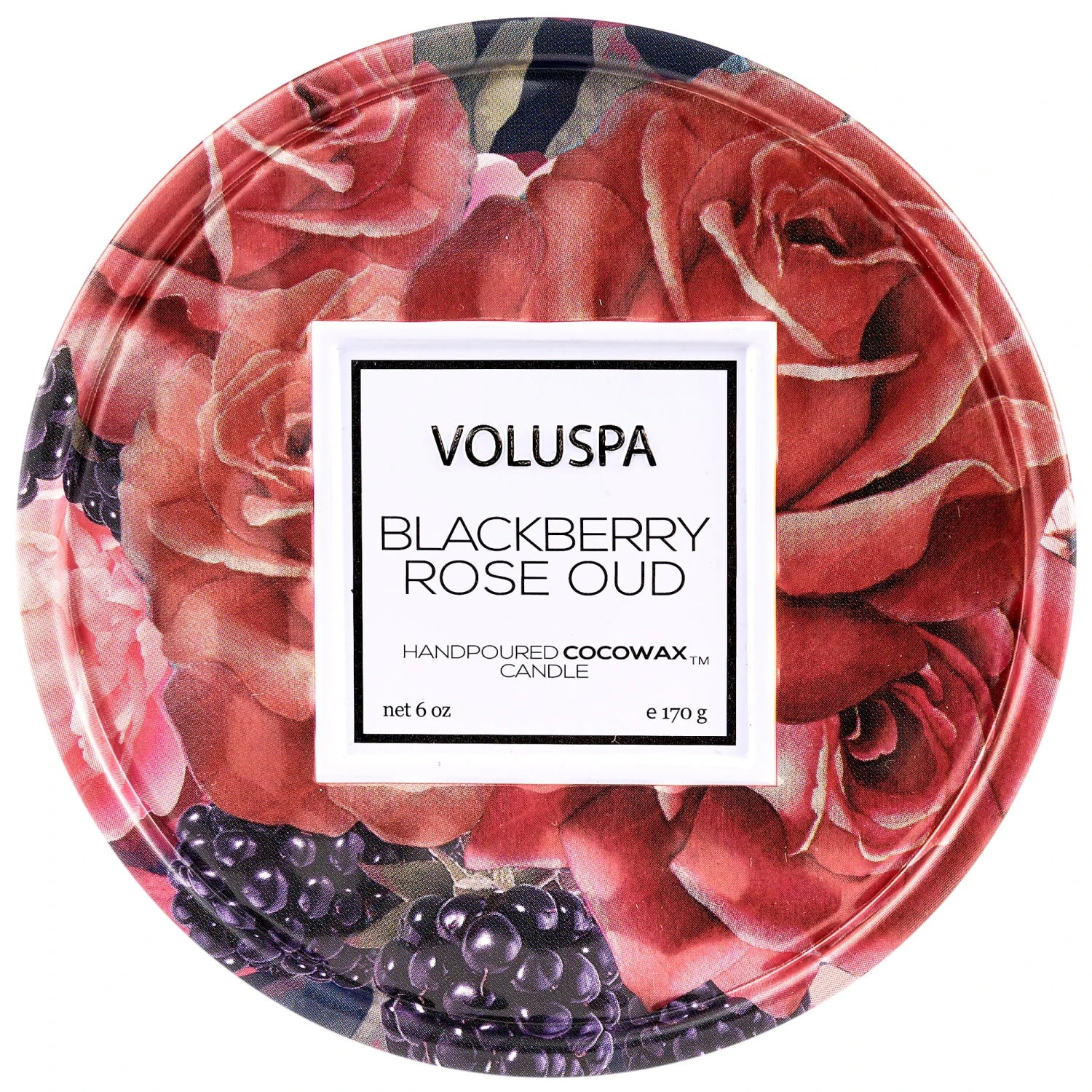 Voluspa Blackberry Rose Oud - 2 Wick Tin Candle 4 Voluspa Blackberry Rose Oud - 2 Wick Tin Candle - Image 2