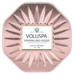 Voluspa Sparkling Rose - 3 Wick Octagon Tin Candle