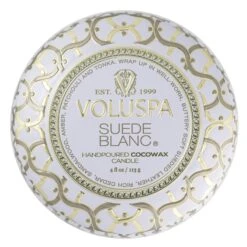 Voluspa Suede Blanc - Mini Tin Candle -Voluspa 8111 1 9a265ee5 8c30 4820 9e0d 73fd37d9fd54