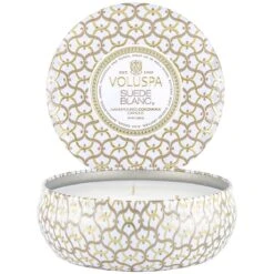 Voluspa - Suede Blanc 3 Wick Tin Candle -Voluspa 8121 2 1