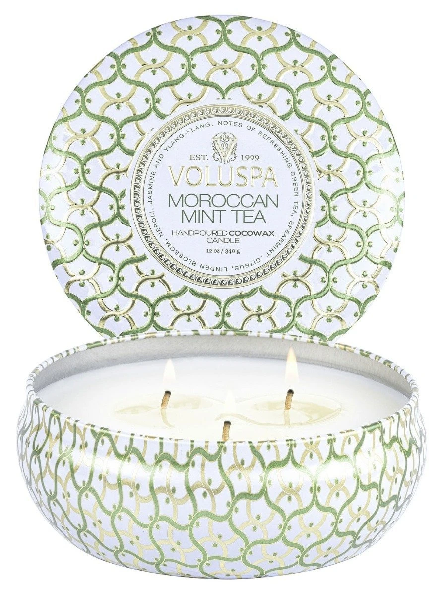 Voluspa - Moroccan Mint Tea 3 Wick Tin Candle 3 Voluspa - Moroccan Mint Tea 3 Wick Tin Candle