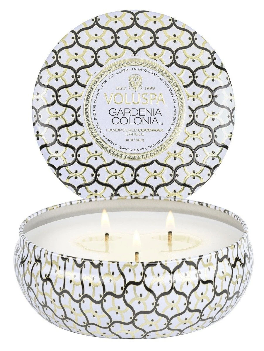 Voluspa - Gardenia Colonia 3 Wick Tin Candle 3 Voluspa - Gardenia Colonia 3 Wick Tin Candle