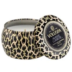 Voluspa Ambre Lumiere - Mini Tin Candle 12 Voluspa Ambre Lumiere - Mini Tin Candle -Voluspa 8212 1 1