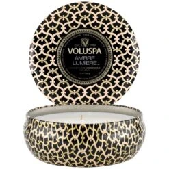 Voluspa - Ambre Lumiere 3 Wick Tin Candle -Voluspa 8222 2 1