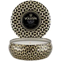 Voluspa - Suede Noir 3 Wick Tin Candle -Voluspa 8223 2 1