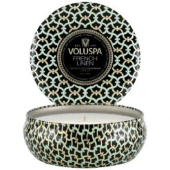 Voluspa - French Linen 3 Wick Tin Candle -Voluspa 8224 2 1