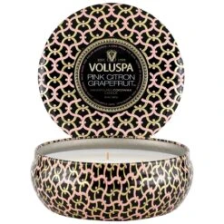 Voluspa - Pink Citron Grapefruit 3 Wick Tin Candle 10 Voluspa - Pink Citron Grapefruit 3 Wick Tin Candle -Voluspa 8225 2 1
