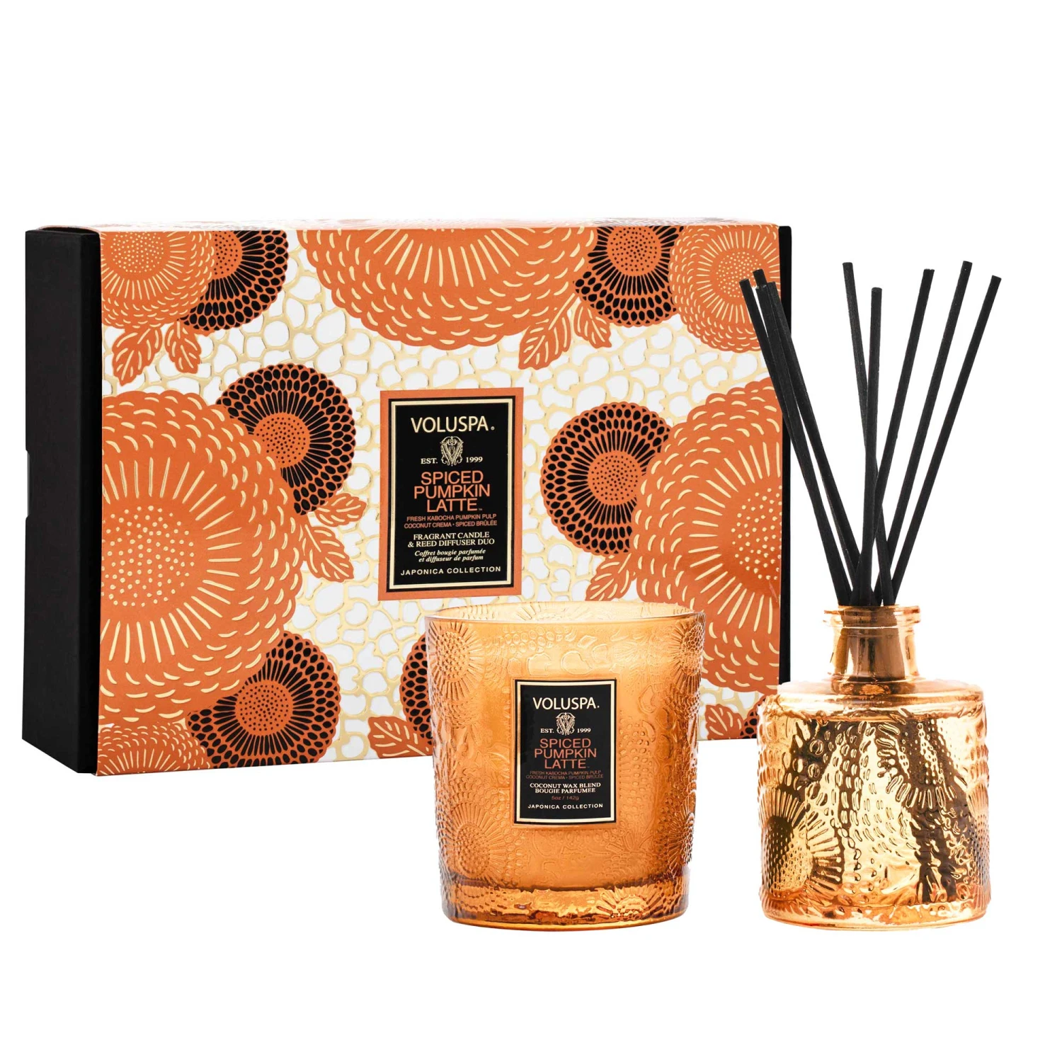 Voluspa Spiced Pumpkin Latte - Demi Candle & Diffuser Gift Set 3 Voluspa Spiced Pumpkin Latte - Demi Candle & Diffuser Gift Set
