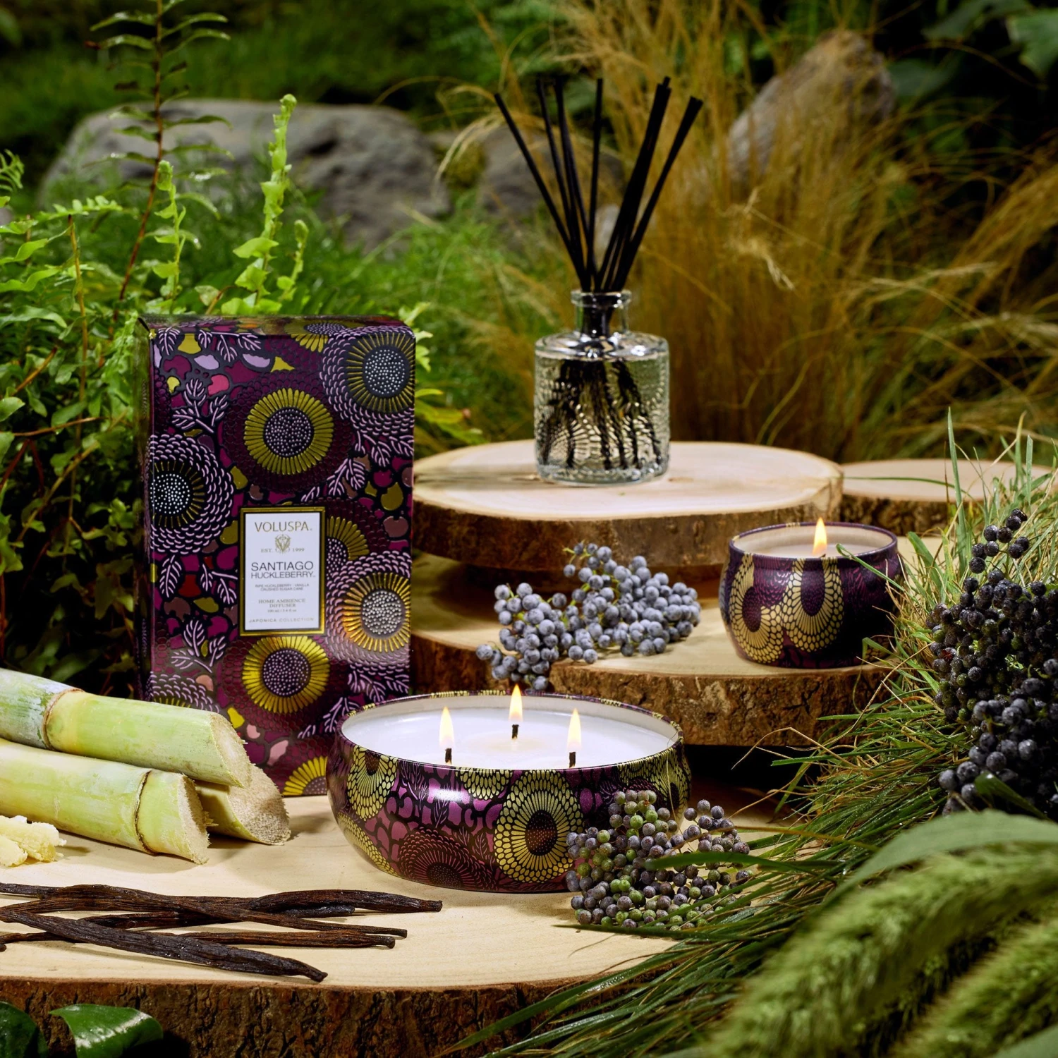 Voluspa Santiago Huckleberry - 3 Wick Tin Candle 4 Voluspa Santiago Huckleberry - 3 Wick Tin Candle - Image 2