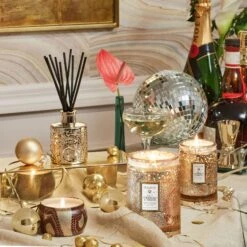 Voluspa Gilt Pomander & Hinoki - Mini Tin Candle -Voluspa HO21 LF 72116 73516 72516 73516 Web