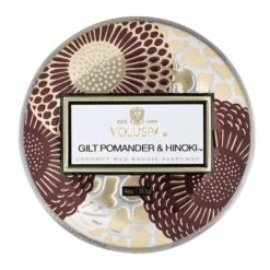 Voluspa Gilt Pomander & Hinoki - Mini Tin Candle -Voluspa HO21 PRopt 72116 002