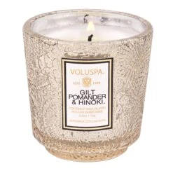 Voluspa Gilt Pomander & Hinoki - Petite Pedestal Candle -Voluspa HO21 PRopt 73916 001
