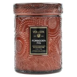 Voluspa - Forbidden Fig Embossed Small Glass Candle