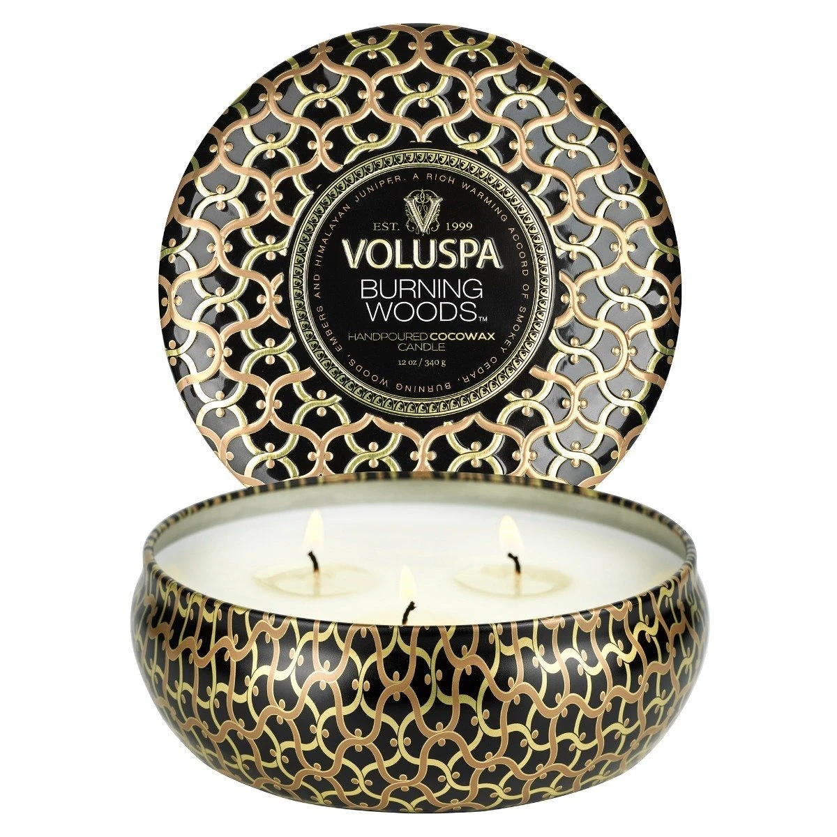 Voluspa - Burning Woods 3 Wick Tin Candle 3 Voluspa - Burning Woods 3 Wick Tin Candle
