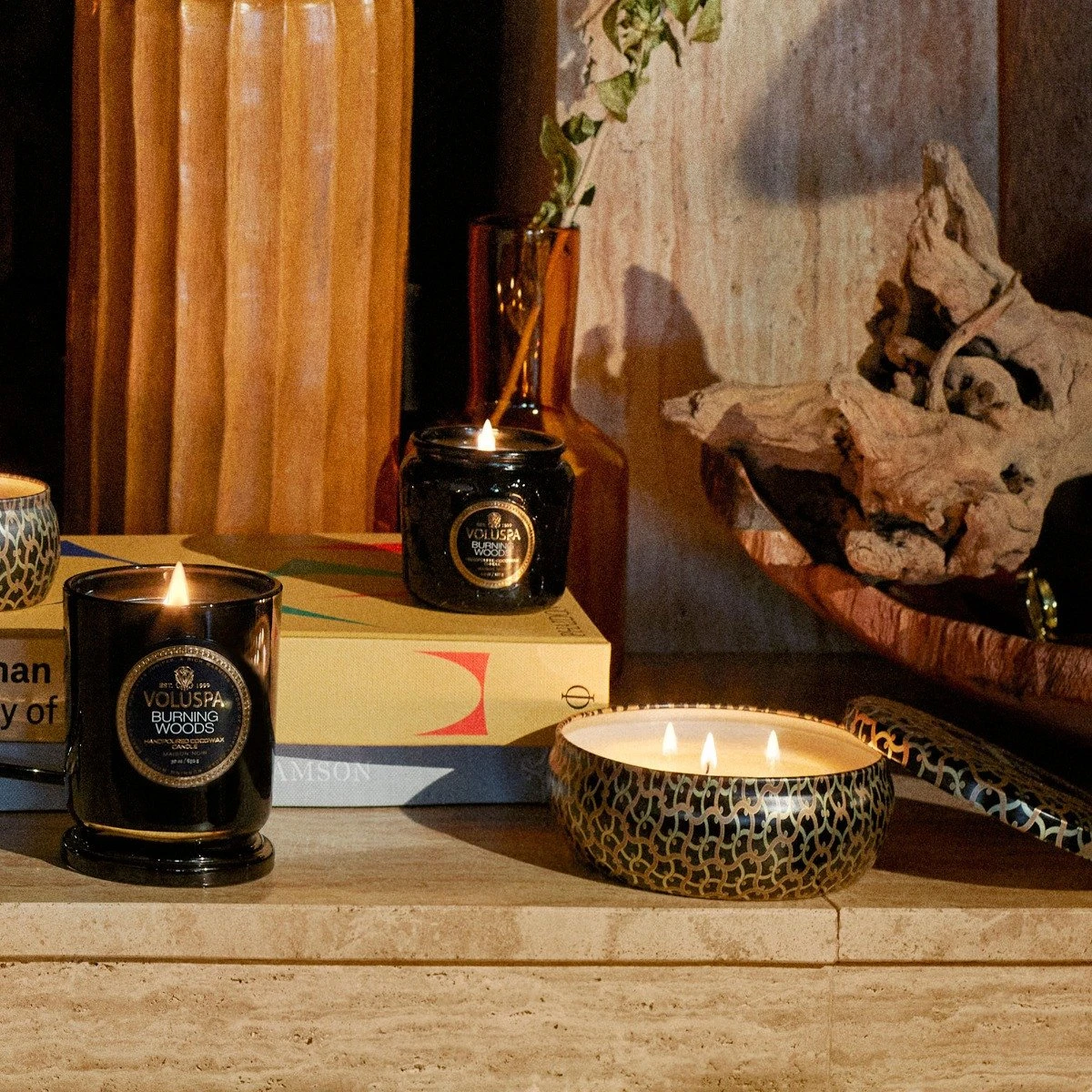 Voluspa - Burning Woods 3 Wick Tin Candle 8 Voluspa - Burning Woods 3 Wick Tin Candle - Image 6