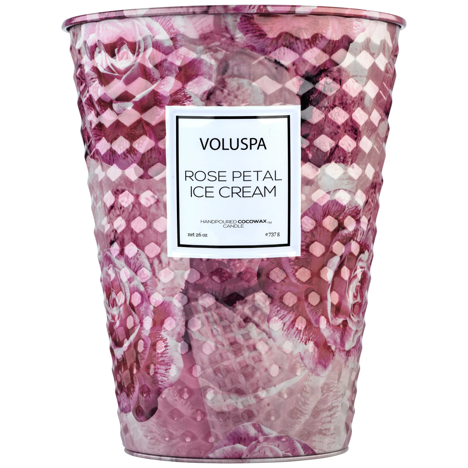 Voluspa Rose Petal Ice Cream - 2 Wick Table Tin Candle 3 Voluspa Rose Petal Ice Cream - 2 Wick Table Tin Candle