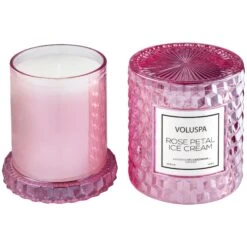Voluspa Rose Petal Ice Cream - Cloche Candle -Voluspa icon candle cloche cover rose petal ice cream 2 fd6e