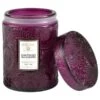 Voluspa - Santiago Huckleberry Embossed Small Glass Candle -Voluspa santhucksmglsjar