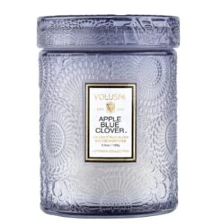 Voluspa - Apple Blue Clover Embossed Small Glass Candle