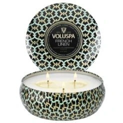 Voluspa - French Linen 3 Wick Tin Candle