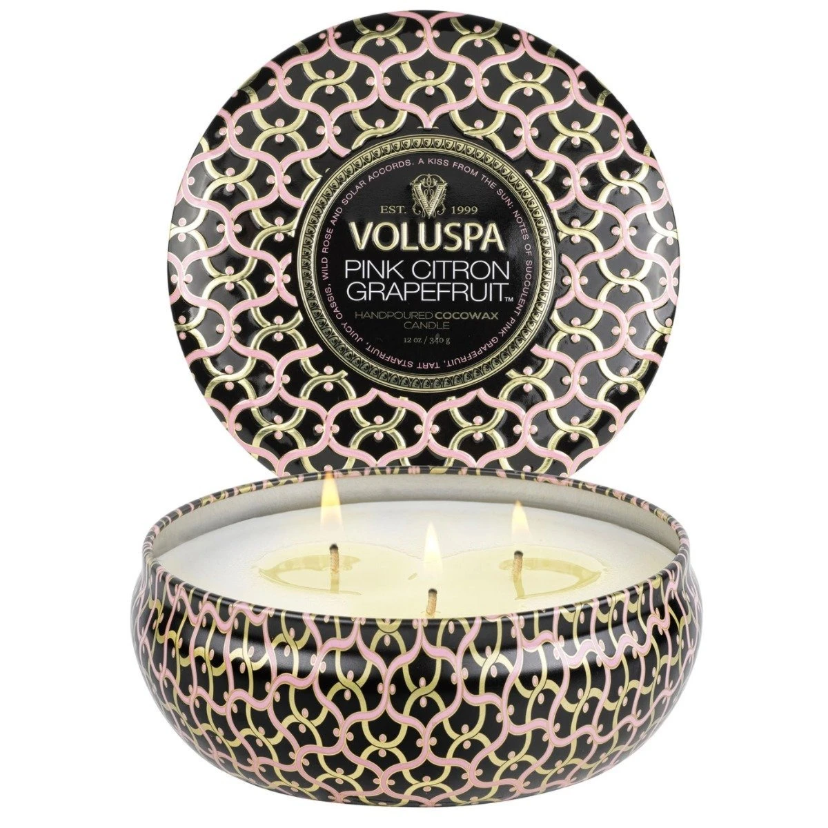 Voluspa - Pink Citron Grapefruit 3 Wick Tin Candle 3 Voluspa - Pink Citron Grapefruit 3 Wick Tin Candle